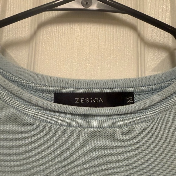 Zesica light blue crop sweater ballon sleeves size Small - Picture 2 of 5